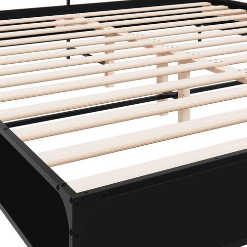 Sengestel 180x200 cm konstrueret træ og metal sort