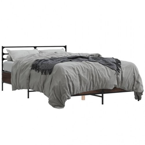 Sengestel med hovedgærde 140 x 190 cm - brun egetræsfarve