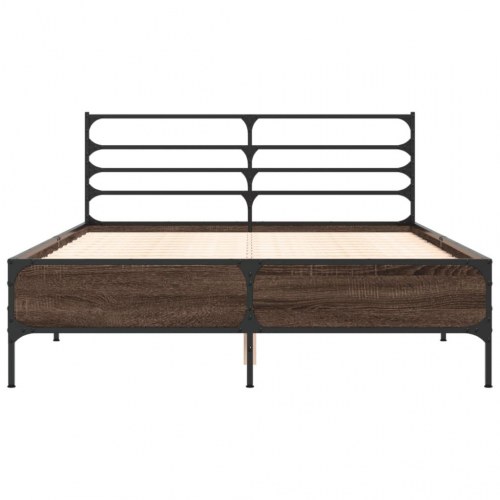 Sengestel med hovedgærde 140 x 190 cm - brun egetræsfarve