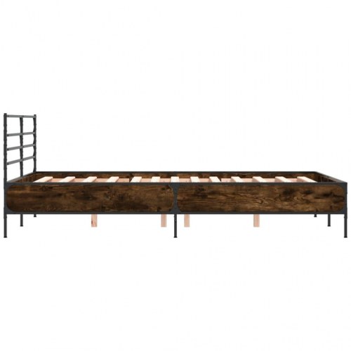Sengestel 135 x 190 cm med hovedgærde - røget egetræ