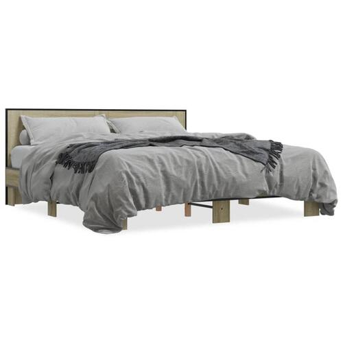 Sengestel 180x200 cm konstrueret træ og metal sonoma-eg