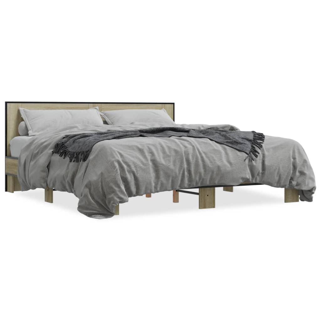 Sengestel 180x200 cm konstrueret træ og metal sonoma-eg