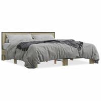 Sengestel 200x200 cm konstrueret træ og metal sonoma-eg