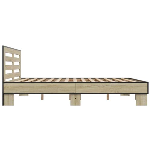 Sengestel 200x200 cm konstrueret træ og metal sonoma-eg