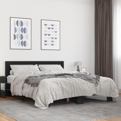 Sengestel 150x200 cm konstrueret træ og metal sort