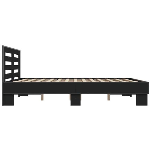 Sengestel 150x200 cm konstrueret træ og metal sort