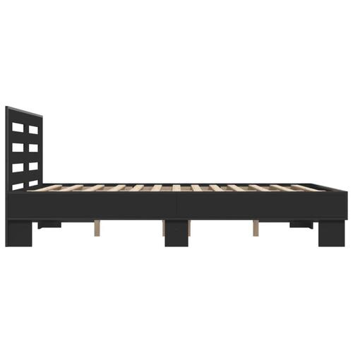 Sengestel 140x190 cm konstrueret træ og metal sort