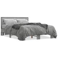 Sengestel 135x190 cm konstrueret træ og metal grå sonoma-eg