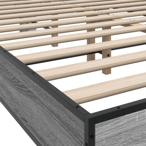 Sengestel 135x190 cm konstrueret træ og metal grå sonoma-eg