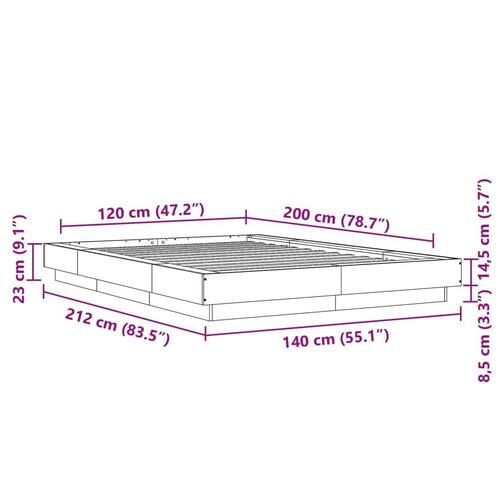 Sengestel 120x200 cm konstrueret træ sort