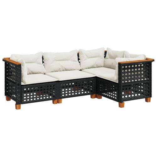Sofasæt til haven 4 dele med hynder polyrattan sort