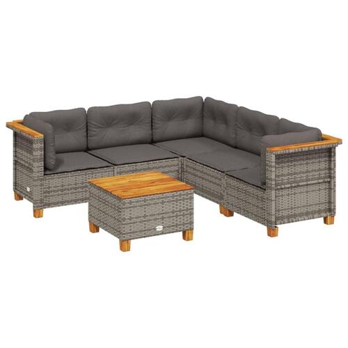 Sofasæt til haven 6 dele med hynder polyrattan grå