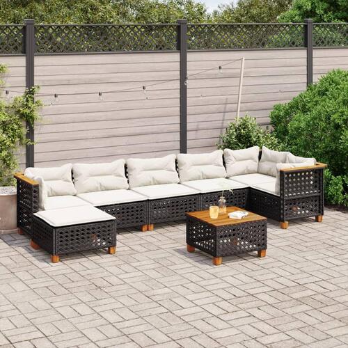 Sofasæt til haven 8 dele med hynder polyrattan sort