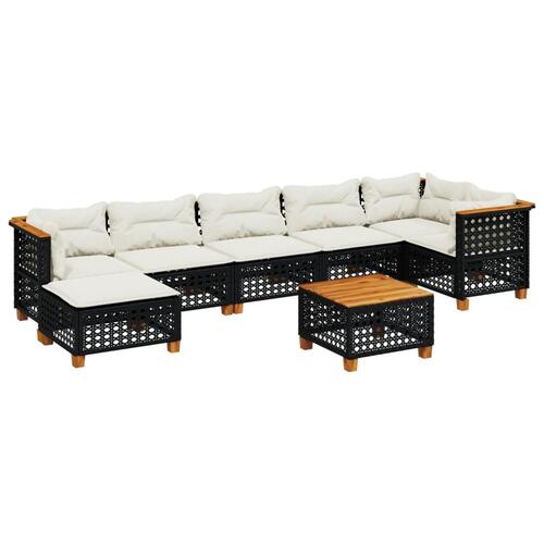 Sofasæt til haven 8 dele med hynder polyrattan sort