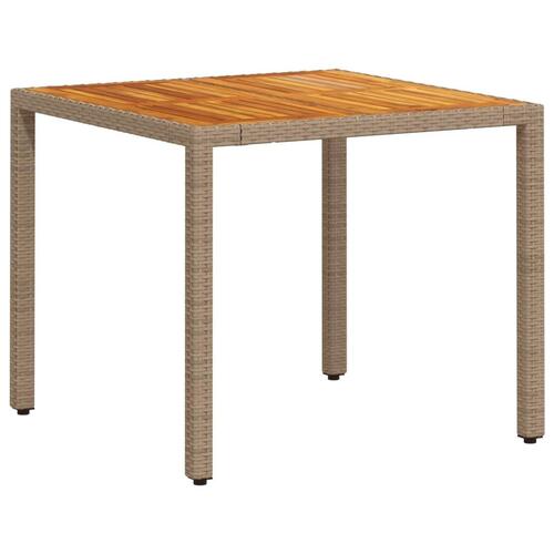 Spisebordssæt til haven 5dele m. hynder polyrattan akacie beige