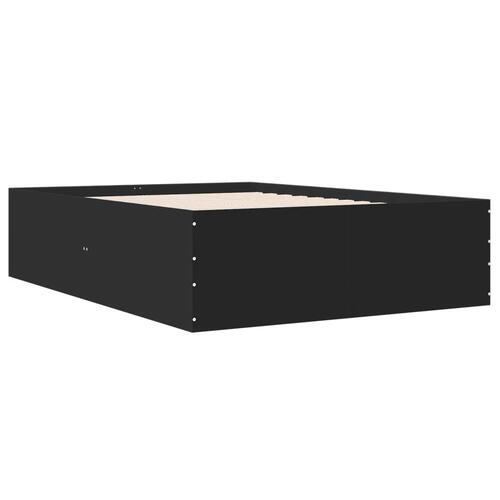 Sengestel 140x200 cm massivt træ sort