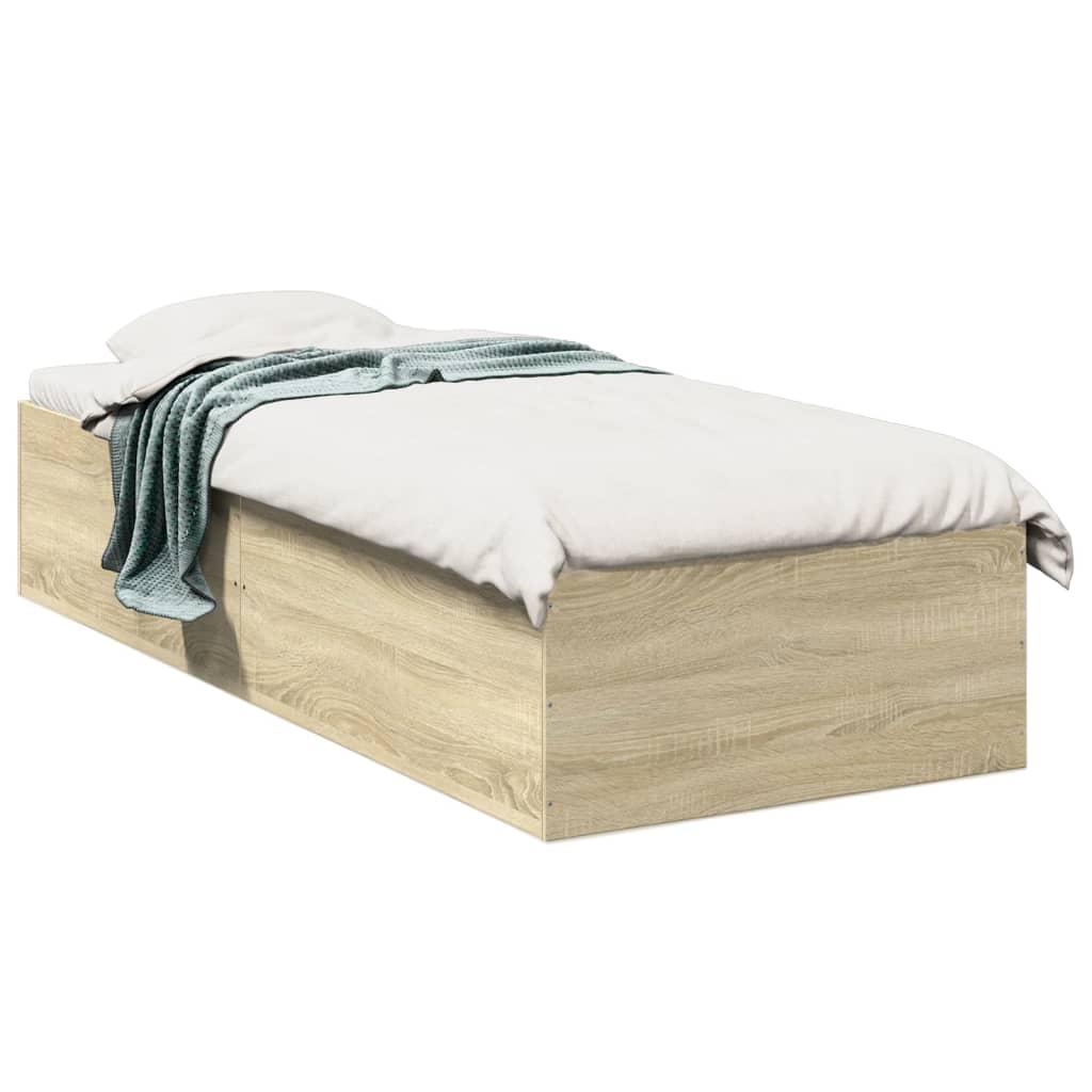 Sengeramme 90x190 cm konstrueret træ sonoma-eg