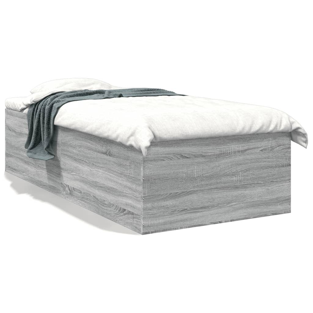 Sengeramme 90x200 cm konstrueret træ grå sonoma-eg