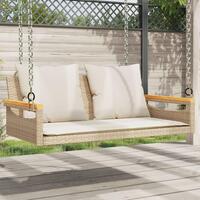 Havebænk med hynder 109x62x40 cm polyrattan beige
