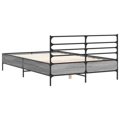 Sengestel 120x200 cm konstrueret træ og metal grå sonoma-eg