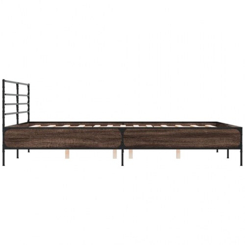 Sengestel 150 x 200 cm i konstrueret træ og metal - røget egetræ