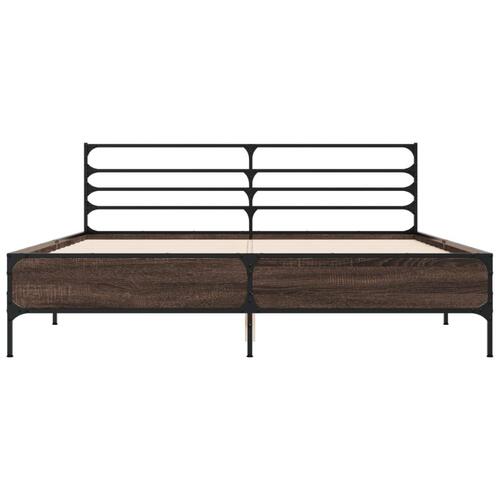Sengestel 160x200cm konstrueret træ og metal røget egetræsfarve