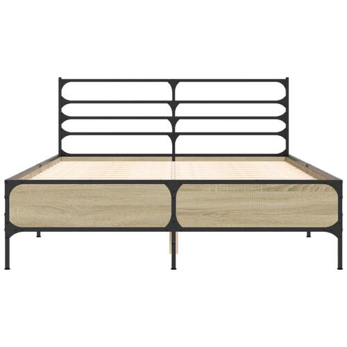Sengestel 120x190 cm konstrueret træ og metal sonoma-eg