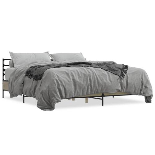 Sengestel 200x200 cm konstrueret træ og metal sonoma-eg
