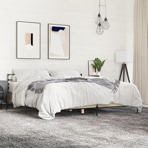 Sengestel 200x200 cm konstrueret træ og metal sonoma-eg
