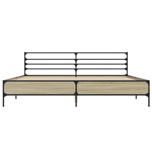 Sengestel 200x200 cm konstrueret træ og metal sonoma-eg