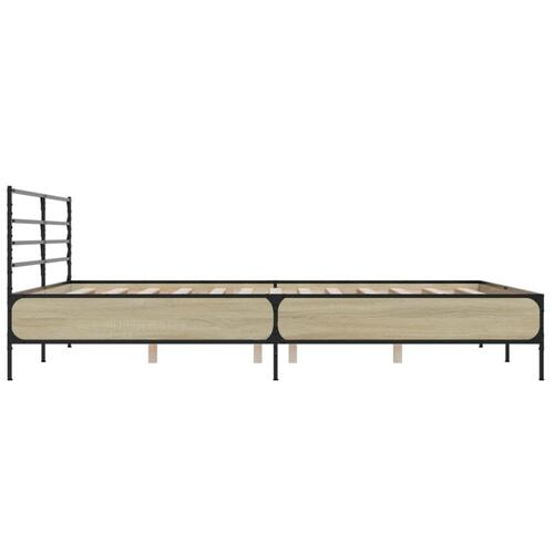 Sengestel 200x200 cm konstrueret træ og metal sonoma-eg