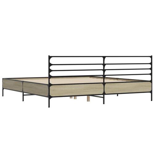 Sengestel 200x200 cm konstrueret træ og metal sonoma-eg