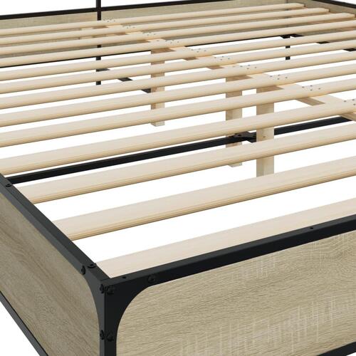 Sengestel 200x200 cm konstrueret træ og metal sonoma-eg