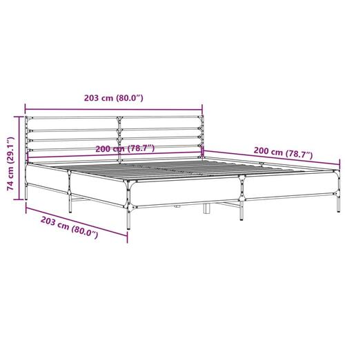 Sengestel 200x200 cm konstrueret træ og metal sonoma-eg