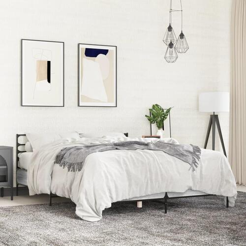 Sengestel 135x190 cm konstrueret træ og metal grå sonoma-eg