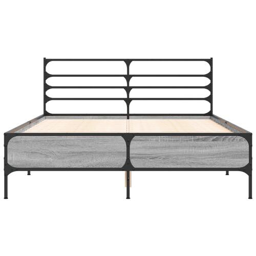 Sengestel 135x190 cm konstrueret træ og metal grå sonoma-eg