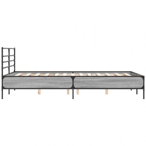 Sengestel 140 x 190 cm med hovedgærde - grå sonoma-eg