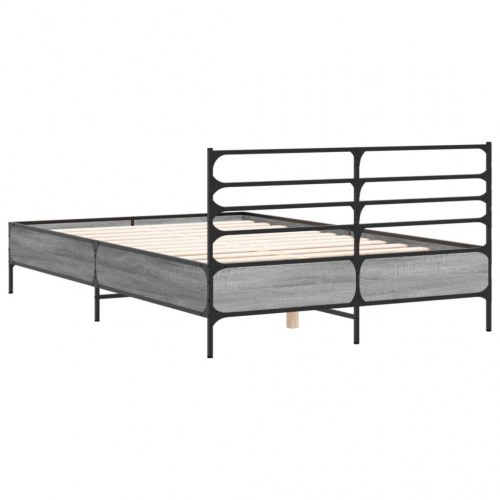 Sengestel 140 x 190 cm med hovedgærde - grå sonoma-eg