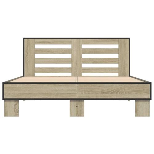 Sengestel 140x190 cm konstrueret træ og metal sonoma-eg