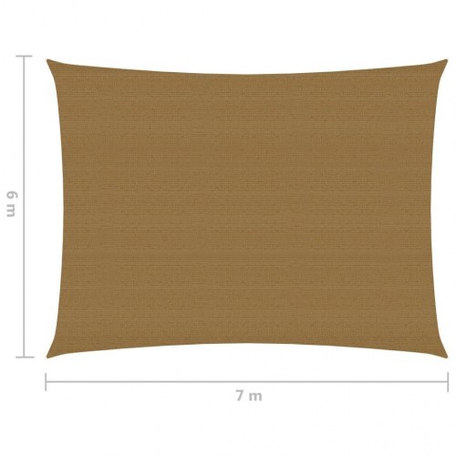 Solsejl 160 g/m² 6 × 7 m - HDPE, gråbrun, rektangulært