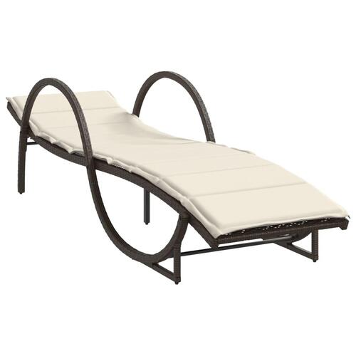 Liggestol med hynde 60x199x42 cm polyrattan brun