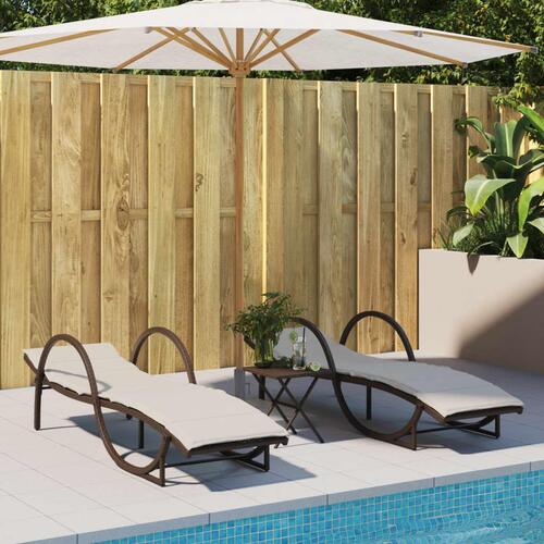 Liggestol med hynde 60x199x42 cm polyrattan brun