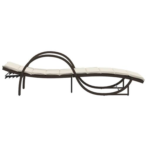 Liggestol med hynde 60x199x42 cm polyrattan brun