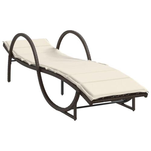 Liggestole 2 stk. med bord polyrattan brun