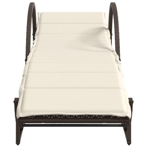 Liggestole 2 stk. med bord polyrattan brun