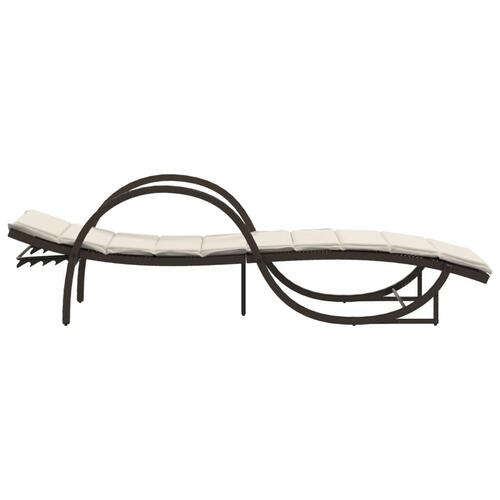 Liggestole 2 stk. med bord polyrattan brun