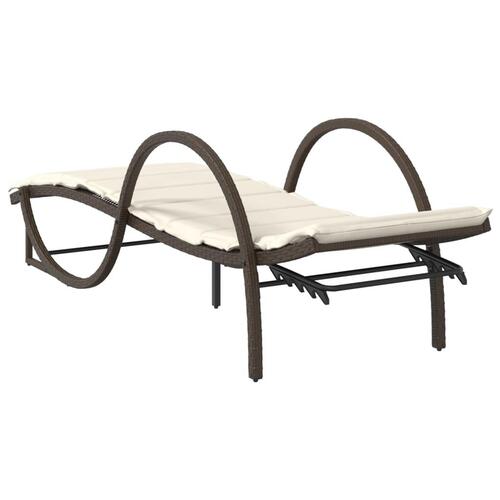 Liggestole 2 stk. med bord polyrattan brun