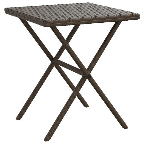 Liggestole 2 stk. med bord polyrattan brun