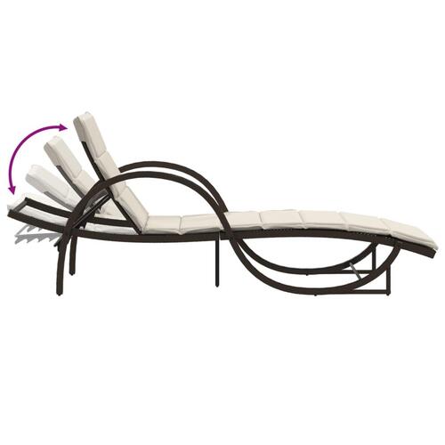 Liggestole 2 stk. med bord polyrattan brun