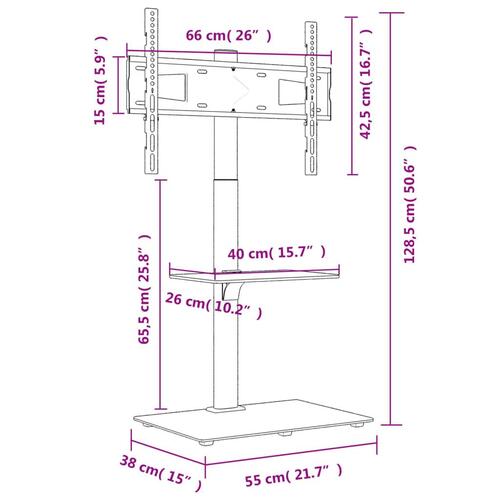 Tv-stativ til hjørne 2 hylder til 32"-65" sort